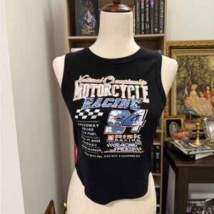 No Boundaries Black Motorcycle Racing Crop Top